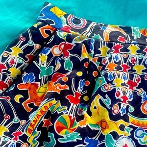 VINTAGE Milan 80s novelty print pencil skirt circus with horses and acrobats